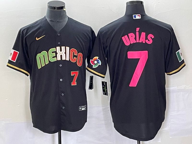 Men 2023 World Cub Mexico #7 Urias Black pink Nike MLB Jersey5